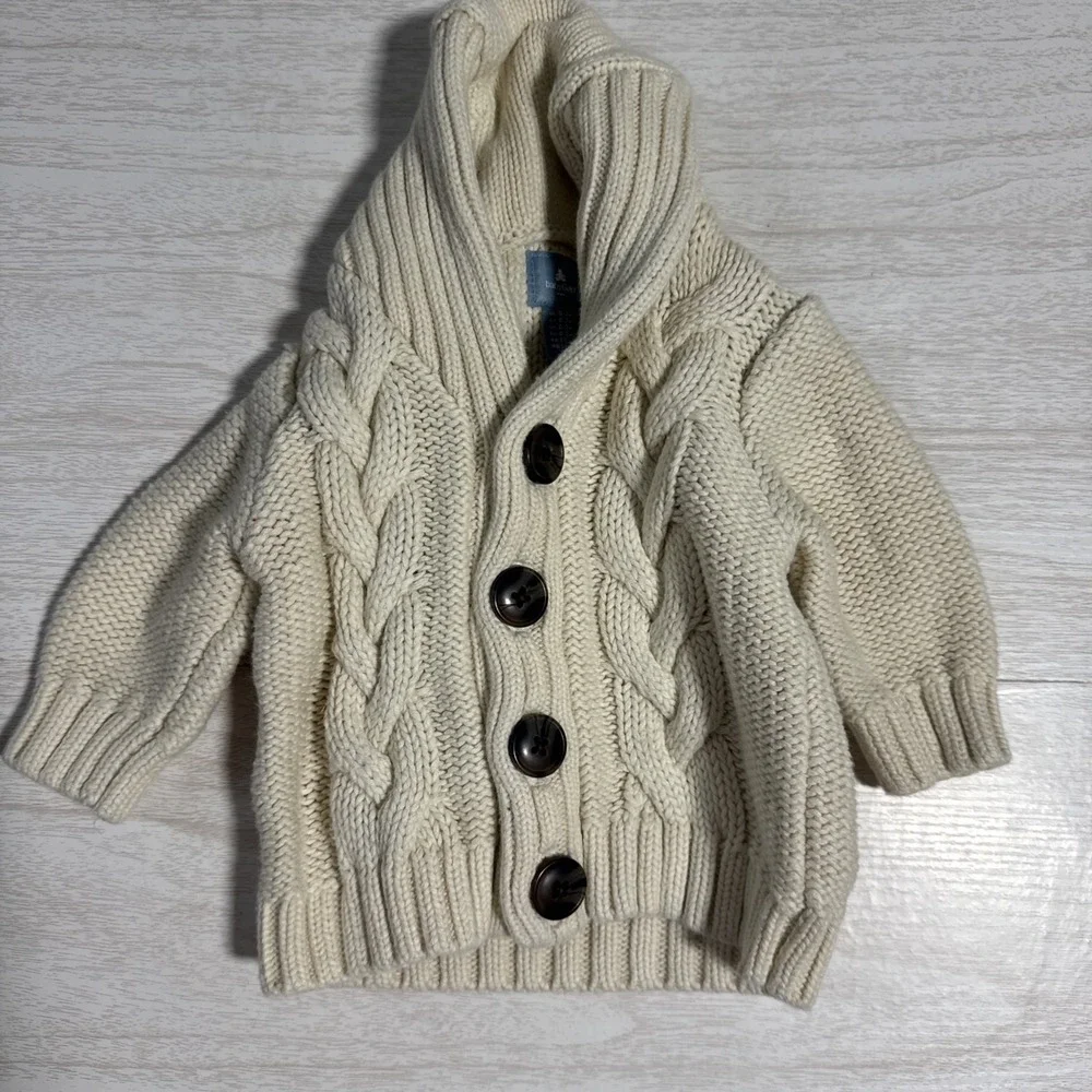 Gap chunky cable-knit pattern Cozy Cream Cable Knit Cardigan 0/3 M Big Buttons